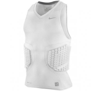 Men's Nike Pro Combat COMPRESSION Basketball PADDED Shirt White XXL NEW 503317