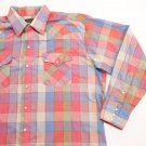 Men's Vintage western rockabilly cowboy pearl snap shirt Rainbow multi color XL