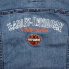 Women's HARLEY DAVIDSON Blue Denim Jean Jacket V-Twin Power sz L Biker large