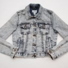 Women's I Love H81 Faded Jean Crop Mini Jacket Blue Denim size M distressed NICE