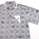 Mens VTG 80's SURF Hawaiian Island Creations Button Down Shirt Black White L HIC