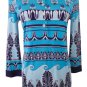 $299 TORY BURCH blue pattern 100% silk designer runway dress size Small Petite