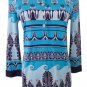 $299 TORY BURCH blue pattern 100% silk designer runway dress size Small Petite