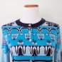 $299 TORY BURCH blue pattern 100% silk designer runway dress size Small Petite