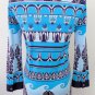 $299 TORY BURCH blue pattern 100% silk designer runway dress size Small Petite