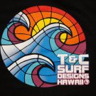 Men's VTG T&C Surf Design Hawaii WAVE T-Shirt Tee Black size M rainbow multi MED