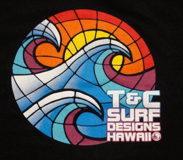 Men S Vtg T C Surf Design Hawaii Wave T Shirt Tee Black Size M