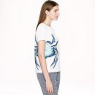 Women's J Crew CRAB TEE T Shirt top blouse summer White size 6 NWT $98 GORGEOUS