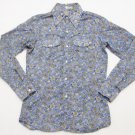 Men's BLE 70's Style Floral Button Down Shirt Blue size M