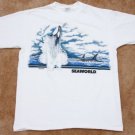 Men's VTG 90's Seaworld T-Shirt Killer Whale Large L shamu cotton tee GLITTER!