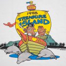Mens Vtg POI Dog T-Shirt White Large NWT Hawaii 90's dolphin Cartoon surf NEW