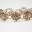SIAM .925 vintage Sterling Silver Flower Bracelet mound 23g handmade signed art