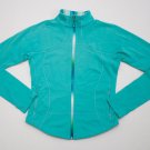 Lululemon shape Forme Jacket teal surge Fitted Zip sz 10 Yoga Crossfit Run aqua