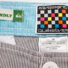 Men's QuikSilver Shorts Black/White Stripes size 38 Eco Friendly seersucker surf
