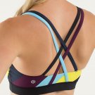 Lululemon Energy Sports Bra POW STRIPE size 4 w pads EXCELLENT crossfit run