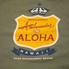 BATTLE Paddle HAWAII Ambassador Of Aloha T-Shirt Green XL Contest DUKE surf tee