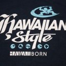 Men's Hawaii Hawaiian Style T-Shirt Tee HAWAII BORN Navy Blue size L hic t&c LRG