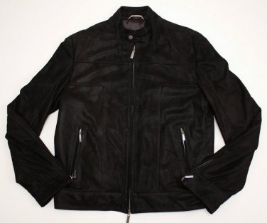 VERSACE COLLECTION Motorcycle Biker Lamb suede Jacket Black leather sz 50 $3599