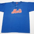 Vintage New York METS Henley Baseball Shirt Jersey T tee Blue XL wilson 50/50