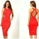 RED Sexy Women Backless Midi Long Evening Cocktail Party Club holiday Dress $55