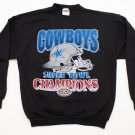 VTG COWBOYS Super Bowl XXX Champion Sweatshirt Crew Black size L Football 1995