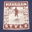 Men's Hawaiian Style T-Shirt Blue LRG Large Classic Longboards VTG surf tee SOFT