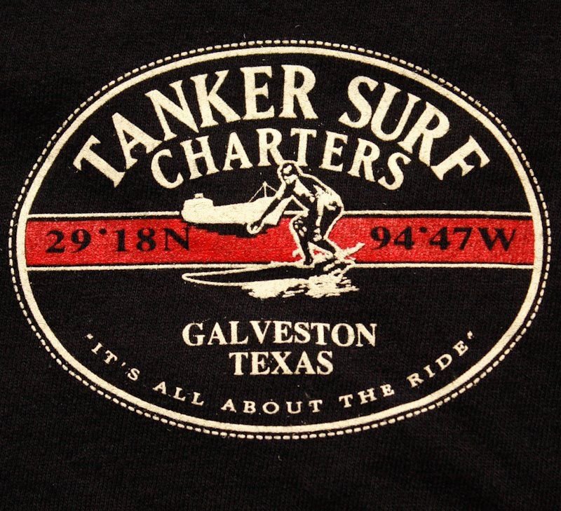 Men's Tanker Surf Charter Galveston Texas TShirt Black Large surfing