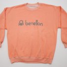Women's Benetton 80's Pull Over Crew neck Sweat Shirt Orange sz S Light Weight