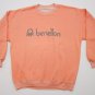 Women's Benetton 80's Pull Over Crew neck Sweat Shirt Orange sz S Light Weight