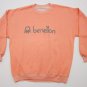 Women's Benetton 80's Pull Over Crew neck Sweat Shirt Orange sz S Light Weight