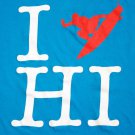 Women's I Love Hawaii Surf T-Shirt Blue Medium Cotton Teal wave american apparel