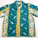 Men's RJC Hawaiian Shirt ALOHA Button Front Cotton Teal Floral size XL 60's 70's