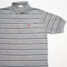Men's Heather Gray Striped Polo Shirt size Medium Vintage 80's DOLPHIN hawaii