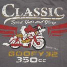 Men's Vtg Disney Classic GOOFY Motorcycle T-Shirt Gray size L SPEED GUTS GLORY