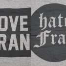 Men's American Apparel LOVE/HATE FRAN Tri-Blend T-Shirt Heather Gray L 2 SIDED