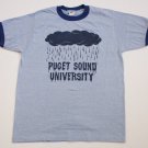 Men's Puget Sound University T-Shirt Blue sz Large Vintage heather ringer 50/50