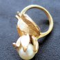 1940's Estate 14K solid GOLD Pearl Ring 6 Grams VTG antique floral ornate size 4