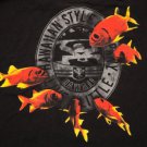 Men's Hawaiian Style GOLD FISH T-Shirt Tee Black size XL surf HIC t&C wave local