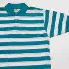 Men's 80's True Vintage Cucamonga Rugby golf Polo Shirt Teal/White Stripe XL NWT