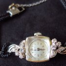 Ladies ESTATE 1940's BULOVA 10 Diamond 14K white gold watch 23 jewel antique