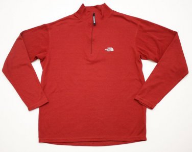 Mens The North Face Pull Over Long Sleeve Half Zip Shirt Top Light Weight Red S