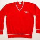 Men's Vintage Velour Sheraton Makaha Hawaii Red V-Neck Sweater Shirt Top M 70's
