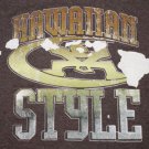 Men's Vtg Hawaiian Style HIC T&C surf T-Shirt Brown Medium 50/50 Aloha tee M fin
