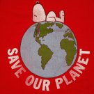 Vintage Save Our Planet SNOOPY tee T-Shirt Red Medium 80's 90's Peanuts Schultz