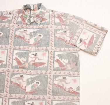 Men's Reyn Spooner Button Down Shirt classic surfing 60/40 vintage aloha shirt
