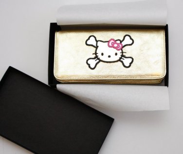 Hello Kitty GOLD metallic skull Clutch Purse FUNKY DIVAS RARE JAPAN KAWAII NWT