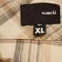 Men's HURLEY Button Down Shirt Tan Plaid size XL Surf Pacsun Mentholy Awesome!