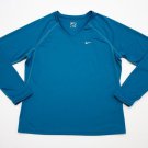 Women's Nike Dri Fit Long Sleeve Athletic T-Shirt Teal size L Gym Workout Run