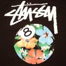 Men's Vintage STUSSY Hawaiian Magic 8 Ball T-Shirt Top Black sz M Hawaii Floral