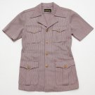 True Vintage 70's polyester disco Double Knit button shirt Maroon/Gray size L